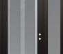 Modern Steel Front Door Diamond C14 48" x 96" black/white frosted Glass Panel stainless steel LHI with Sidelite and Transom frosted Glass