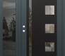 Modern Steel Front Door Diamond C3 52" x 80" anthracite/anthracite clear Glass Panel black RHI with Sidelite mirrored Glass