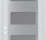 Modern Steel Front Door Diamond C2 36" x 96" white/white frosted Glass Panel stainless steel RHI with Transom frosted Glass