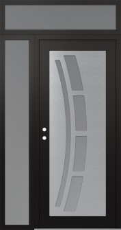 Diamond C12 48" x 96" black/white frosted Glass Panel stainless steel RHI with Sidelite and Transom frosted Glass