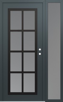 Diamond C16 48" x 80" anthracite/anthracite frosted Glass Panel black LHI with Sidelite frosted Glass
