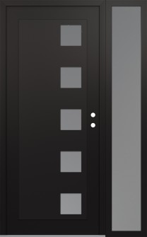 Diamond C5 52" x 80" black/white frosted Glass Panel black LHI with Sidelite frosted Glass