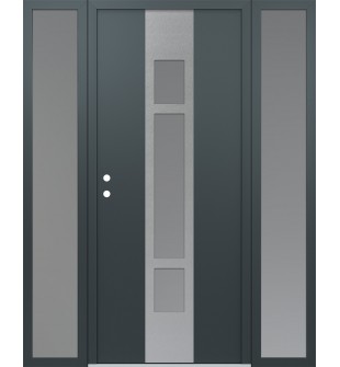 DIAMOND A9 60" X 80" ANTHRACITE/ANTHRACITE FROSTED GLASS PANEL STAINLESS STEEL RHI WITH 2 SIDELITES FROSTED GLASS