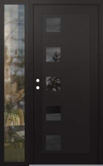 Diamond C5 52" x 80" black/black mirrored Glass Panel black RHI with Sidelite clear Glass