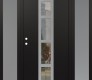 Modern Steel Front Door DIAMOND A10 68" X 80" BLACK/BLACK CLEAR GLASS PANEL STAINLESS STEEL RHI WITH 2 SIDELITES FROSTED GLASS