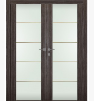 Palladio 202 4H Gold Strips Vetro Gray Oak Double doors
