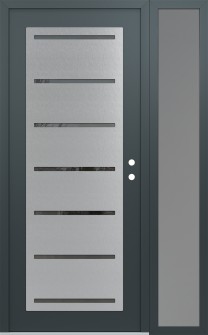 Diamond C11 52" x 80" anthracite/anthracite mirrored Glass Panel stainless steel LHI with Sidelite frosted Glass