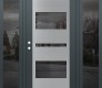 Modern Steel Front Door Diamond C10 60" x 80" anthracite/anthracite mirrored Glass Panel stainless steel RHI with 2 Sidelites mirrored Glass