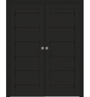 Louver Black Matte Double pocket doors
