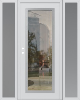 Diamond C1 68" x 80" white/white clear Glass Panel stainless steel RHI with 2 Sidelites frosted Glass