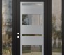 Modern Steel Front Door Diamond C10 64" x 96" black/black clear Glass Panel stainless steel RHI with 2 Sidelites and Transom clear Glass