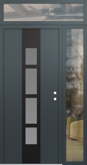 DIAMOND A10 50" X 96" ANTHRACITE/ANTHRACITE FROSTED GLASS PANEL BLACK LHI WITH SIDELITE AND TRANSOM CLEAR GLASS