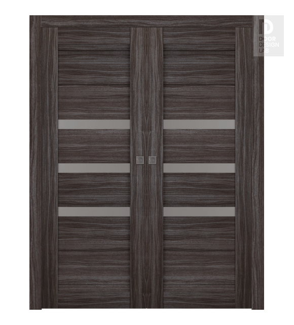 Dora Vetro Gray Oak Double pocket doors