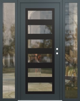 Diamond C9 60" x 80" anthracite/anthracite clear Glass Panel black LHI with 2 Sidelites clear Glass