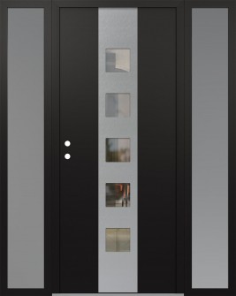 DIAMOND A13 68" X 80" BLACK/BLACK CLEAR GLASS PANEL STAINLESS STEEL RHI WITH 2 SIDELITES FROSTED GLASS