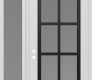 Modern Steel Front Door Diamond C16 52" x 96" white/white frosted Glass Panel black RHI with Sidelite and Transom frosted Glass