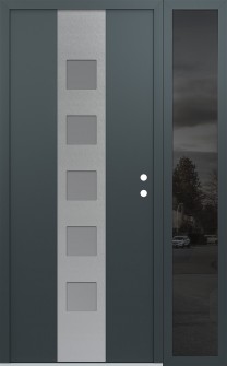 DIAMOND A13 48" X 80" ANTHRACITE/ANTHRACITE FROSTED GLASS PANEL STAINLESS STEEL LHI WITH SIDELITE MIRRORED GLASS