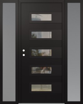 Diamond D3 68" x 80" black/black clear Glass Panel black RHI with 2 Sidelites frosted Glass