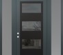 Modern Steel Front Door Diamond C2 68" x 96" anthracite/anthracite mirrored Glass Panel black RHI with 2 Sidelites and Transom frosted Glass