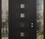 Modern Steel Front Door Diamond D8 64" x 96" black/black clear Glass Panel black LHI with 2 Sidelites and Transom clear Glass