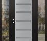 Modern Steel Front Door Diamond C7 60" x 80" black/white frosted Glass Panel stainless steel RHI with 2 Sidelites clear Glass