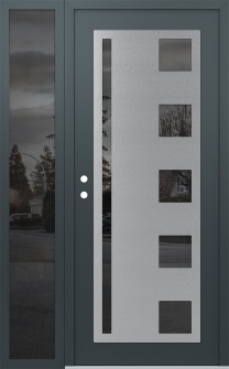 Diamond C3 48" x 80" anthracite/anthracite mirrored Glass Panel stainless steel RHI with Sidelite mirrored Glass