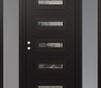 Modern Steel Front Door Diamond D4 64" x 80" black/black clear Glass Panel black RHI with 2 Sidelites frosted Glass