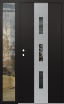 DIAMOND A7 50" X 80" BLACK/BLACK MIRRORED GLASS PANEL STAINLESS STEEL RHI WITH SIDELITE CLEAR GLASS