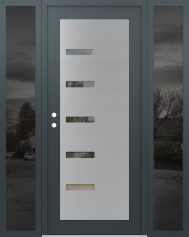 Diamond C8 60" x 80" anthracite/anthracite clear Glass Panel stainless steel RHI with 2 Sidelites mirrored Glass