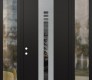 Modern Steel Front Door DIAMOND A5 64" X 96" BLACK/BLACK MIRRORED GLASS PANEL STAINLESS STEEL RHI WITH 2 SIDELITES AND TRANSOM CLEAR GLASS