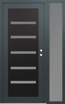 Diamond C7 48" x 80" anthracite/anthracite frosted Glass Panel black LHI with Sidelite frosted Glass