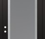 Modern Steel Front Door Diamond C1 36" x 96" black/white frosted Glass Panel stainless steel RHI with Transom mirrored Glass