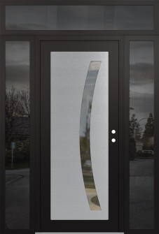 Diamond C4 64" x 96" black/black clear Glass Panel stainless steel LHI with 2 Sidelites and Transom mirrored Glass