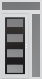 Diamond C2 50" x 96" white/white frosted Glass Panel black LHI with Sidelite and Transom frosted Glass