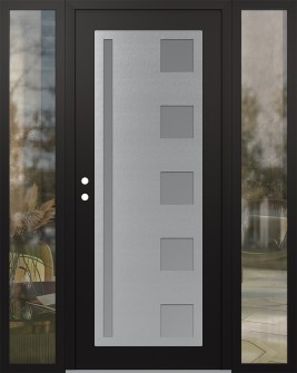 Diamond C3 68" x 80" black/white frosted Glass Panel stainless steel RHI with 2 Sidelites clear Glass