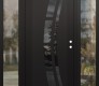 Modern Steel Front Door Diamond C12 64" x 80" black/black mirrored Glass Panel black LHI with 2 Sidelites clear Glass