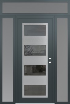 Diamond C2 60" x 96" anthracite/anthracite mirrored Glass Panel stainless steel LHI with 2 Sidelites and Transom frosted Glass