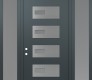 Modern Steel Front Door Diamond D7 64" x 96" anthracite/anthracite frosted Glass Panel stainless steel RHI with 2 Sidelites and Transom frosted Glass