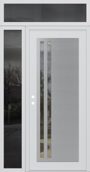 Diamond C6 50" x 96" white/white clear Glass Panel stainless steel RHI with Sidelite and Transom mirrored Glass