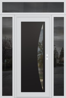 Diamond C13 60" x 96" white/white clear Glass Panel black LHI with 2 Sidelites and Transom mirrored Glass