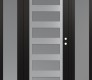 Modern Steel Front Door Diamond C9 60" x 80" black/white frosted Glass Panel stainless steel LHI with 2 Sidelites frosted Glass