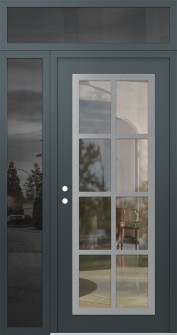 Diamond C16 52" x 96" anthracite/anthracite clear Glass Panel stainless steel RHI with Sidelite and Transom mirrored Glass