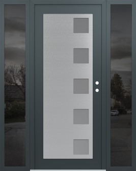 Diamond C5 68" x 80" anthracite/anthracite frosted Glass Panel stainless steel LHI with 2 Sidelites mirrored Glass