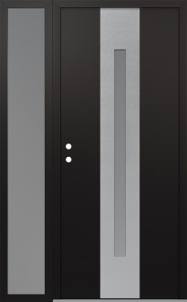 DIAMOND A2 52" X 80" BLACK/WHITE FROSTED GLASS PANEL STAINLESS STEEL RHI WITH SIDELITE FROSTED GLASS