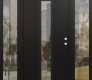 Modern Steel Front Door DIAMOND A11 64" X 80" BLACK/BLACK CLEAR GLASS PANEL BLACK LHI WITH 2 SIDELITES CLEAR GLASS