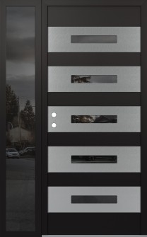 Diamond D9 52" x 80" black/black Mirrored Glass Panel stainless steel RHI with Sidelite Mirrored Glass