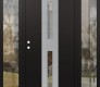 Modern Steel Front Door DIAMOND A6 60" X 80" BLACK/BLACK CLEAR GLASS PANEL STAINLESS STEEL RHI WITH 2 SIDELITES CLEAR GLASS