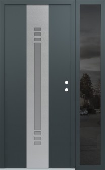 DIAMOND A5 50" X 80" ANTHRACITE/ANTHRACITE FROSTED GLASS PANEL STAINLESS STEEL LHI WITH SIDELITE MIRRORED GLASS