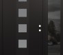Modern Steel Front Door DIAMOND A13 48" X 80" BLACK/WHITE FROSTED GLASS PANEL BLACK LHI WITH SIDELITE MIRRORED GLASS