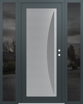Diamond C13 60" x 80" anthracite/anthracite frosted Glass Panel stainless steel LHI with 2 Sidelites mirrored Glass